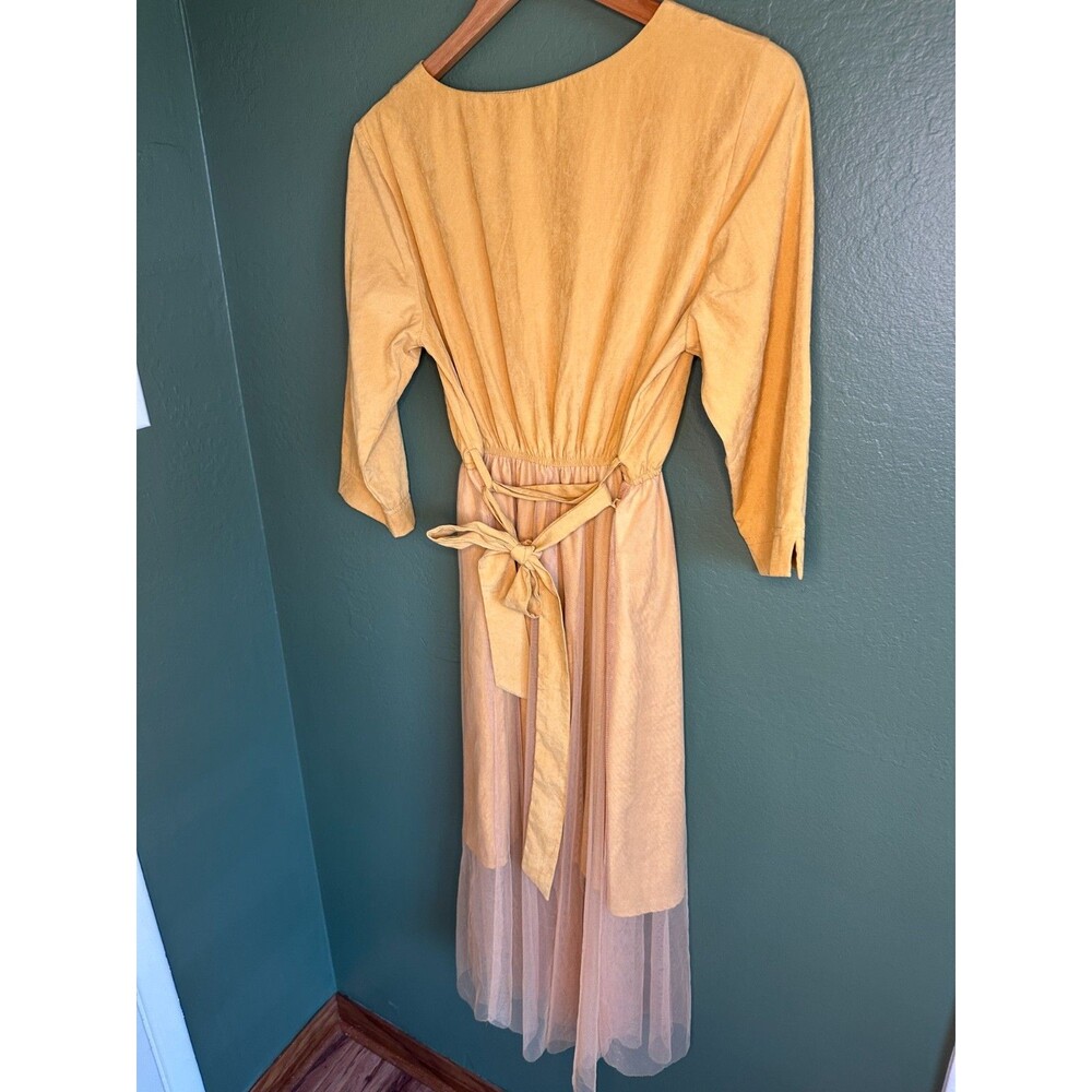 The perfect fall dress! women's L amber midi dress with sheer tulle overlay - Picture 3 of 7